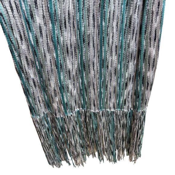 INC International Concepts fringe trim midi dress space dye black aqua white - Picture 10 of 16